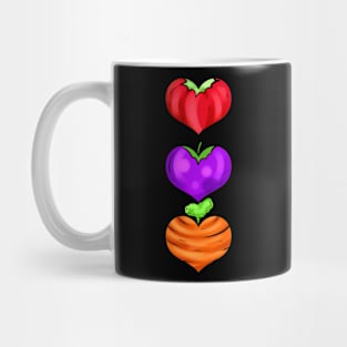 Tomato, Eggplant And Carrot As Hearts - Go Vegan Mug